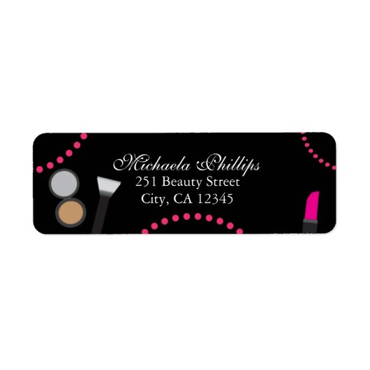 Make-up Glamour Chic Wervelende Feest Adreslabel Etiket (Voorkant)