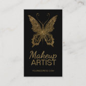 Make-up Glitter Faux Gold Foil Butterfly Black Visitekaartje (Voorkant)