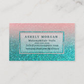 Make-up glitter turquoise visitekaartje (Achterkant)