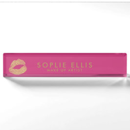 Make Up Gouden Glitter Lippen Roze Persoonlijke Na Naambordje