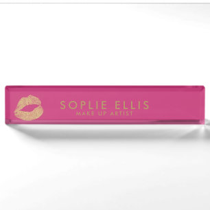 Make Up Gouden Glitter Lippen Roze Persoonlijke Na Naambordje