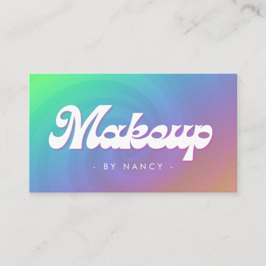 Make-up Groovy Retro Regenboogwervel Visitekaartje (Voorkant)