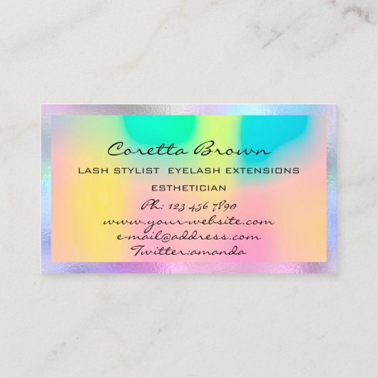 Make-up Haar Afspraak Herinnering Holograaf Logo Visitekaartje (Achterkant)