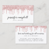 Make-up haar elegante glam blush roze glitter drup visitekaartje (Voorkant / Achterkant)