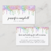 Make-up haar holografische regenboog glitter drupp visitekaartje (Voorkant / Achterkant)