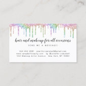 Make-up haar holografische regenboog glitter drupp visitekaartje (Achterkant)