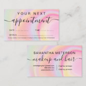 Make-up haar roze girly regenboog eenhoorn marmer afsprakenkaartje (Voorkant / Achterkant)