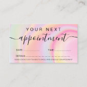 Make-up haar roze girly regenboog eenhoorn marmer afsprakenkaartje (Voorkant)