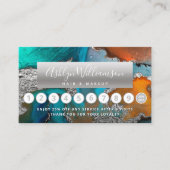 Make-up haar salon marmer waterverf blauw zilver klantenkaartje (Voorkant)