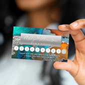 Make-up haar salon marmer waterverf blauw zilver klantenkaartje