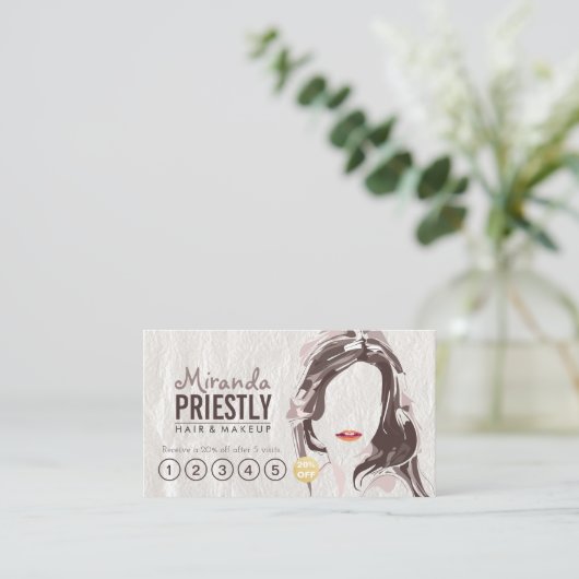 Make-up Haar Schoonheid Salon Loyaliteit Punch Afs Afsprakenkaartje (Staand voorkant)