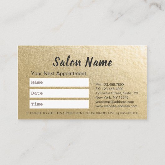Make-up Haar Schoonheid Salon Loyaliteit Punch Afs Afsprakenkaartje (Achterkant)
