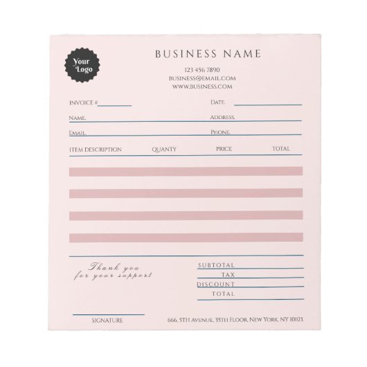 Make-up Haar Schoonheid Salon Roos Gouden Factuur  Notitieblok (Voorkant)