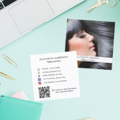Make-up haarfoto QR code social media premium Vierkante Visitekaartje