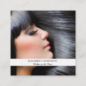 Make-up haarfoto QR code social media premium Vierkante Visitekaartje (Voorkant)