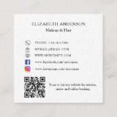 Make-up haarfoto QR code social media premium Vierkante Visitekaartje (Achterkant)