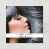 Make-up haarfoto QR code sociale media Vierkante Visitekaartje (Voorkant)