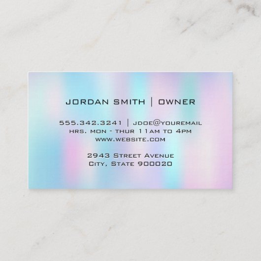 make-up haarkit | Kleurrijke pastelmix Visitekaartje (Achterkant)