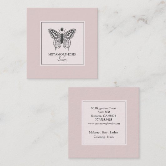 Make-up Hair Beauty Salon Roze Blush Vierkante Visitekaartje (Voorkant / Achterkant)