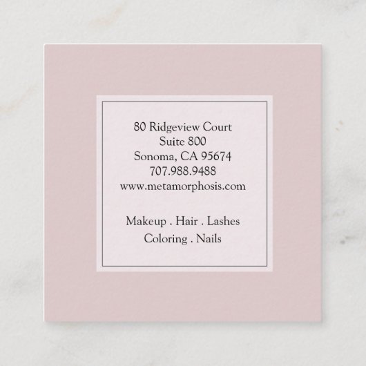 Make-up Hair Beauty Salon Roze Blush Vierkante Visitekaartje (Achterkant)