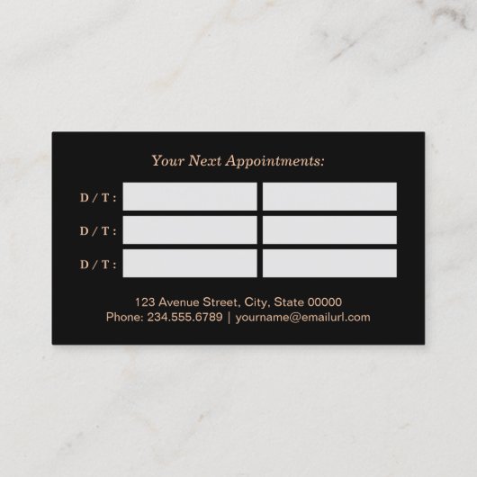 Make-up & Hair Salon Zwart Wit Marmer Afspraak Afsprakenkaartje (Achterkant)