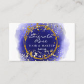 Make-up & Hair Stylist Artist Script blauw en goud Visitekaartje (Voorkant)