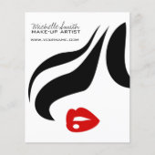 Make-up icoon Vrouwengezicht in zwart wit rode lip Flyer (Voorkant)