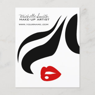 Make-up icoon Vrouwengezicht in zwart wit rode lip Flyer