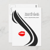 Make-up icoon Vrouwengezicht in zwart witte rode l Briefkaart (Voorkant / Achterkant)