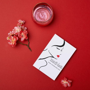 Make-up icoon Vrouwengezicht in zwart witte rode l Briefkaart