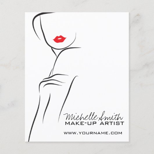 Make-up icoon Vrouwengezicht in zwart witte rode l Flyer (Voorkant)