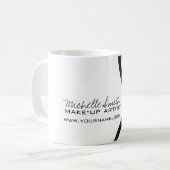 Make-up icoon Vrouwengezicht in zwart witte rode l Koffiemok (Voorkant links)