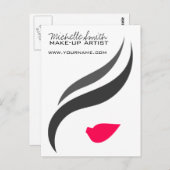 Make-up icoon Vrouwengezicht in zwart witte roze l Briefkaart (Voorkant / Achterkant)