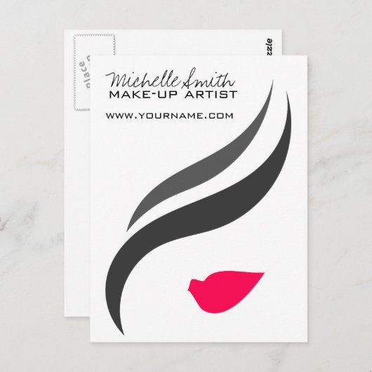 Make-up icoon Vrouwengezicht in zwart witte roze l Briefkaart (Voorkant / Achterkant)