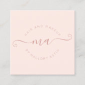Make-up initialen logo modern blush roze minimalis vierkante visitekaartje (Voorkant)