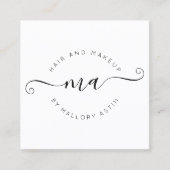 Make-up initialen logo modern zwart wit minimalist vierkante visitekaartje (Voorkant)