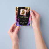 Make-up Kapsalon Aangepaste Foto Zwart Goud Uniek  Flyer (Hand)