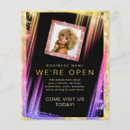 Make-up Kapsalon Aangepaste Foto Zwart Goud Uniek  Flyer