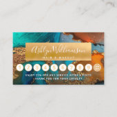 Make-up kapsalon marmer waterverf gouden turquoise klantenkaartje (Voorkant)