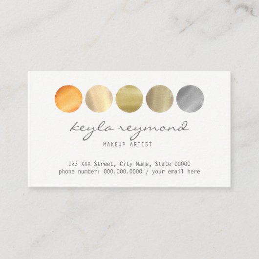 Make-up kleuren palet / make-up artiest visitekaartje (Voorkant)