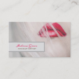 make-up kunstenaar Cosmetoloog Rode lippen Haarsal Visitekaartje