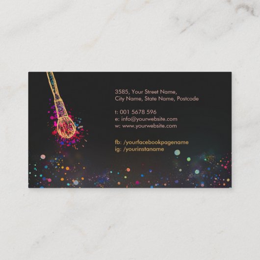 Make-up kunstenaar gereedschappen palet visitekaartje (Achterkant)