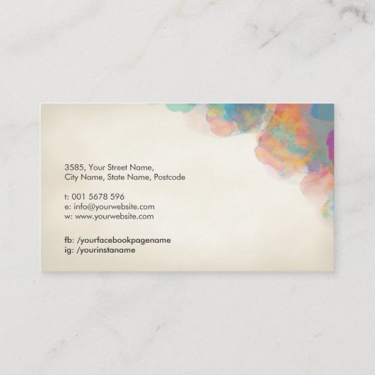 Make-up kunstenaar gereedschappen palet visitekaartje (Achterkant)