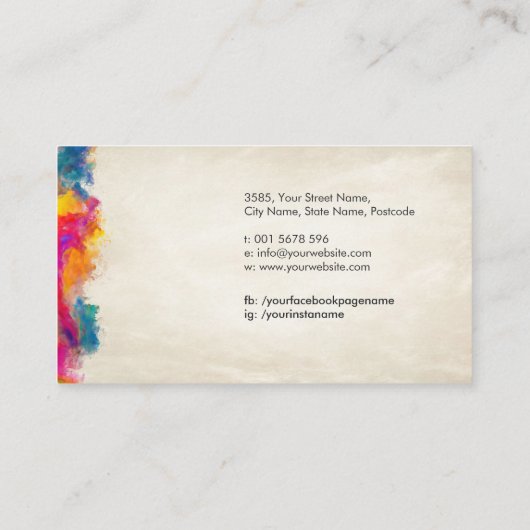 Make-up kunstenaar gereedschappen palet visitekaartje (Achterkant)