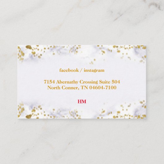 make - up kunstenaar goudmarmer glittering Abstrac Visitekaartje (Achterkant)