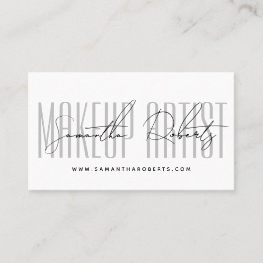 Make-up kunstenaar moderne typografie script wit visitekaartje (Voorkant)