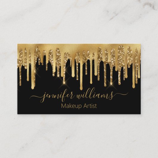 make - up kunstenaar zwarte gouddruppelaar stijlvo visitekaartje (Voorkant)