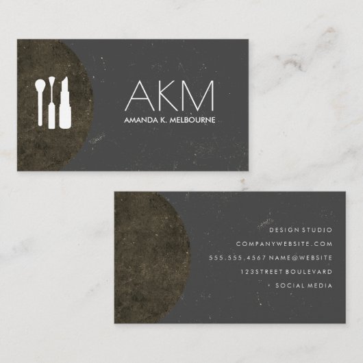 Make-up Kunstenaarschap Monogram Gesofisticeerd Visitekaartje (Voorkant / Achterkant)