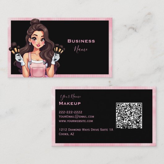 Make-up Lady Pink Visitekaartje (Voorkant / Achterkant)