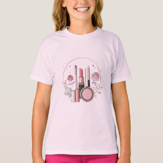 Make-up Liefhebber Meisjes T-Shirt - Schattige Sch
